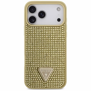 Guess Rhinestone Triangle Logo Ümbris jaoks iPhone 17 Pro Max - Kuldne