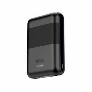 Ksix Powebank Mini 10000mAh 10W+cable USB-A USB-C, musta värvi