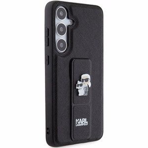 Karl Lagerfeld Gripstand Saffiano Karl&Choupette Pins ümbris jaoks Samsung Galaxy S24 - must