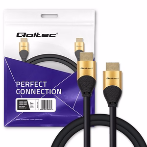 Qoltec 50356 HDMI v2.1 kaabel ülikiirusega 8K, 60 Hz, 28AWG, kuldsed kontaktid, 3 m