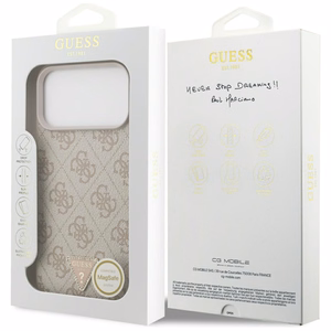 Guess Leather 4G Triangle Strass MagSafe ümbris mudelile iPhone 17 Pro Max / 18 Pro Max – roosa