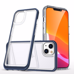 Läbipaistev 3in1 ümbris iPhone 13 mini jaoks geeliga kate koos raamiga sinine