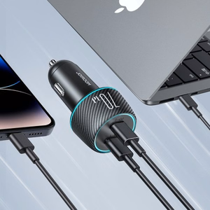 Autolaadija Joyroom „JR-CCN02" must 70W (2xUSB-C) LED-valgusega