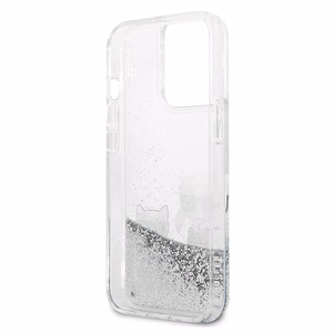 KARL LAGERFELD ümbris jaoks IPHONE 13 Pro KLHCP13LGKCS (Liquid Glitter K&C) hõbedane