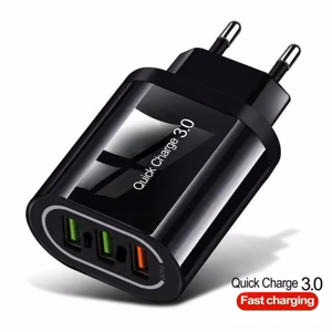 Laadija QC3.0 Quick Charge, must (3xUSB / 3.1A)