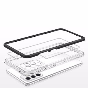 Läbipaistev 3in1 ümbris Samsung Galaxy A73 raamkate geeliga must