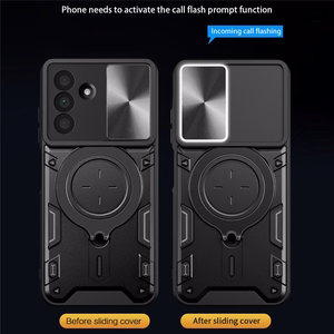Samsung Galaxy A17 4G / A17 5G / A18 / A26 Case with Stand and Sliding Lens Cover - Black