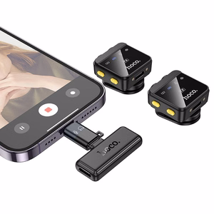 Juhtmevaba reväärmikrofon Lightning / USB C Hoco 2 tk. L17 must