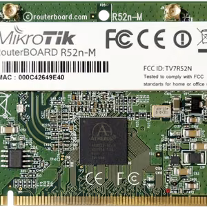 RouterBOARD R52Nm kahesageduslik mini PCI Wi-Fi kaart, 802.11a/b/g/n, 23 dBm, MMCX