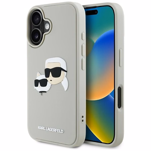 Karl Lagerfeld HC 3D Rubber Double Heads iPhone 16 Ümbris - Beige