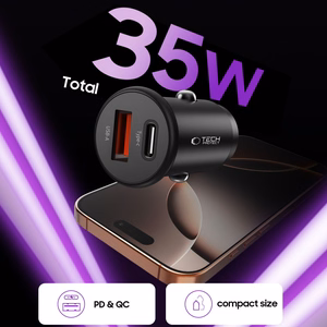 Tech-Protect CC02 35W Car Laadija 2-Port USB-C / USB-A - Must