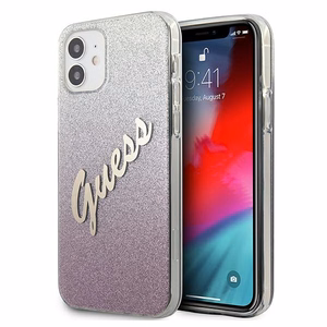 Guess GUHCP12SPCUGLSPI iPhone 12 mini 5.4" roosa/roosa kõvakaaneline Glitter Gradient Script
