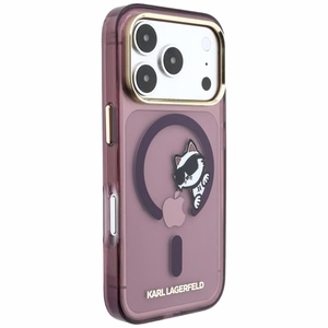 Karl Lagerfeld Peekaboo Logo ümbris seadmele iPhone 18 Pro Max / 17 Pro Max, MagSafe-ühilduv – bordoopunane