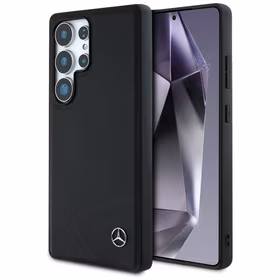 Mercedes Leather Horizontal Debossed Curves MagSafe Ümbris jaoks Samsung Galaxy S25 Ultra - must