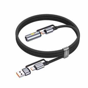 Kaabel All-in-one USB A / USB C to USB C / Auto suitsetaja pesa Hoco 3A 60W 1,2 m U138 must