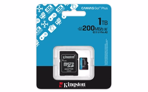Kingston mälukaart 1TB microSDXC Canvas Go Plus Gen4 200MB/s A2 U3 V30 + adapter