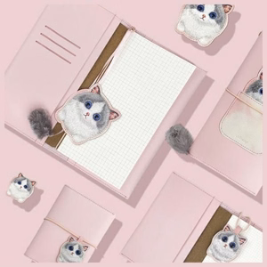 NIMMY set 2in1 notebook + pen BIG EYED PET 2.0 Cat roosa