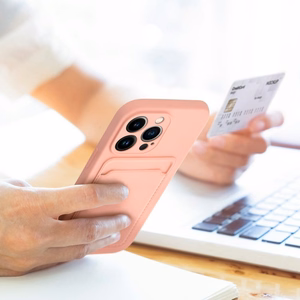Ümbris jaoks iPhone 15 PRO Card Ümbris roosa
