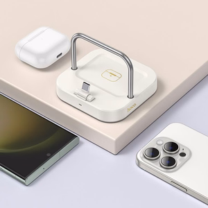 Desktop laadija Hoco 2in1 USB C PD QC 3A 30W + juhtmevaba charging 5W CQ16B milky valge