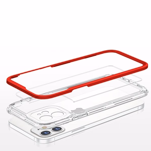 Läbipaistev 3in1 ümbris iPhone 12 raamile geeliga kaetud punane