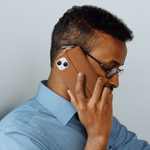 Dux Ducis Skin X2 ümbris iPhone 14 Plus'ile magnetilise klapiga pruuni värvi ümbris