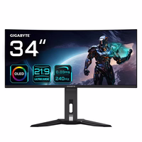 GIGABYTE MO34WQC2 34" OLED WQHD Curved Gaming Monitor - 3440 x 1440, 240Hz, 0.03ms, KVM, 250 cd/m², FreeSync Premium Pro, DisplayHDR True must 400, HDMI 2.1, Displayport 1.4