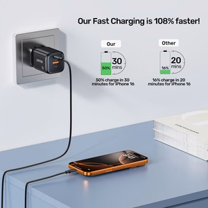 Unitek GaN võrgulaadija USB-A ja USB-C 20W must