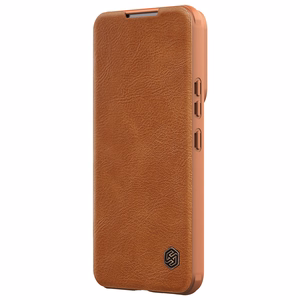 Nillkin Qin nahast Pro Case ümbris Samsung Galaxy S22+ (S22 Plus) kaamera kaitsja Holster Cover Flip Case Brown