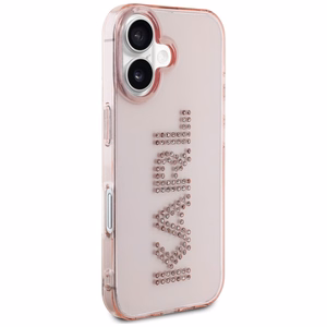 Karl Lagerfeld IML Rhinestones Logo iPhone 16 Ümbris - Roosa