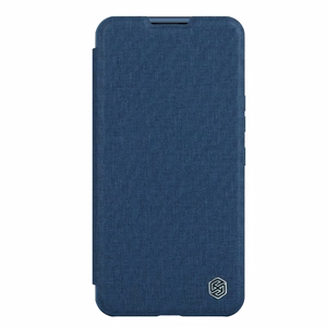 Nillkin Qin Cloth Pro Case Case iPhone 14 Plus kaamerakate Holster Cover Flip Case Sinine