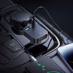 Автомобильное зарядное устройство Hoco с выдвижным кабелем 2 x USB C + USB A QC PD 65W NZ18 чёрное