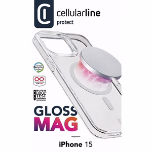 Cellularline Gloss Mag ümbris seadmele iPhone 15, MagSafe'iga ühilduv, läbipaistev
