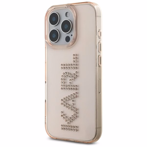 Karl Lagerfeld IML Rhinestones Logo iPhone 16 Pro Max Ümbris - Roosa