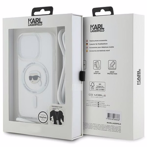 Karl Lagerfeld Crossbody IML Karl Head MagSafe ümbris jaoks iPhone 15 Pro - läbipaistev
