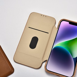 Чехол iCarer CE Premium Leather Folio для iPhone 14 Plus магнитный с откидной крышкой MagSafe коричневый