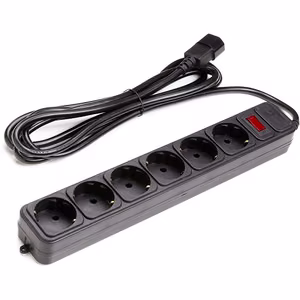 UPS-Rated Extension Cord 3m, 6 sockets, koos switch must