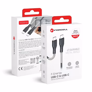 Kaabel USB C to USB C Forcell F-Energy QC4.0 PD 5A 240W Carbon 1 m CB-05C must