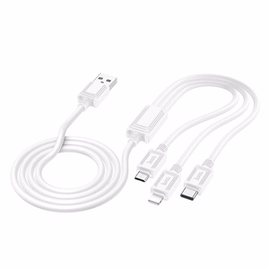 Kaabel 3in1 USB A to Lightning / Micro USB / USB C Hoco 2A 1 m X74 valge