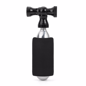 Rockbros CO₂ pump, aluminum alloy valve head, cartridge-free, Presta/Schrader compatible - black
