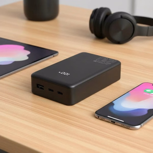 Välisaku 20 000mAh, 1x USB, 2x USB-C, 20W, QC4+, LCD ekraan, must