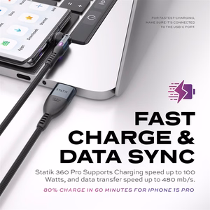 STATIK Statik 360 Pro Cable 2.0 USB-C Only; 1m, Black