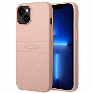 Guess GUHCP14MPSASBPI Saffiano with Metal Logo ümbris seadmele iPhone 14 Plus, roosa