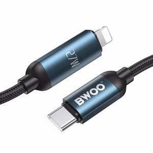 BWOO usb-c Lightning cable 1m 27W with LED display, braided, must