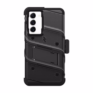 ZIZO BOLT Series tugevdatud ümbrise komplekt Samsung Galaxy S23+ jaoks, 9H ekraanikaitse, sisseehitatud tugijala ja vööklambriga hoidikuga, must