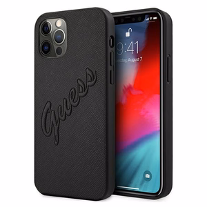 Guess Saffiano Vintage Script ümbris iPhone 12 Pro Max 6.7" jaoks - must