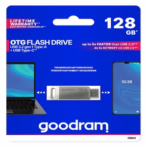 Goodram mälupulk 128GB USB 3.2 ODA3 hõbedane TYPE-A+TYPE-C
