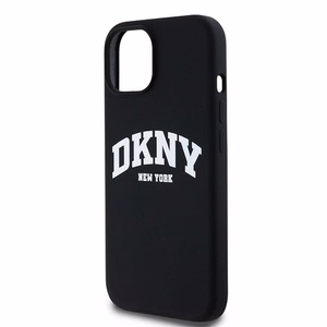 DKNY Liquid Silicone Valge Printed Logo MagSafe Ümbris jaoks iPhone 15 Plus / 14 Plus - Must