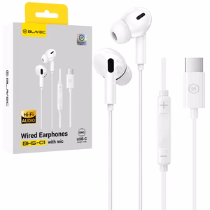 Blavec BHS-01 USB-C In-Ear Earphones with Microphone and DAC (BHS01-W), White