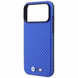 BMW kaitseümbris seadmele iPhone 18 Pro / 17 Pro: (Carbon Metal Logo), MagSafe'iga ühilduv, värv: sinine