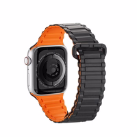 Dux Ducis rihm (Armor versioon) Apple Watch SE rihm, 9, 8, 7, 6, 5, 4, 3, 2, 1 (41, 40, 38 mm) Silikoonist magnetiline käepael Must/oranž rihm.
